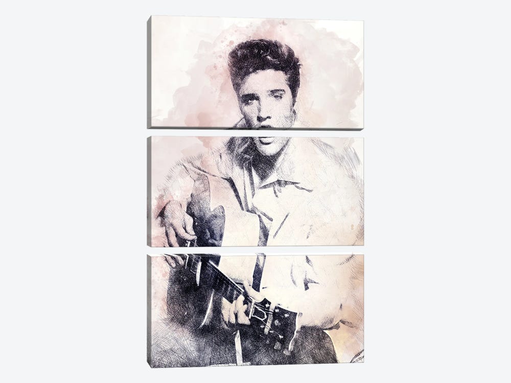 Elvis Presley II by Paul Rommer 3-piece Canvas Print
