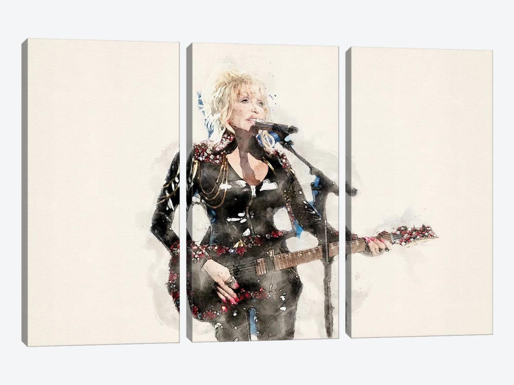 Dolly Parton by Paul Rommer 3-piece Canvas Print