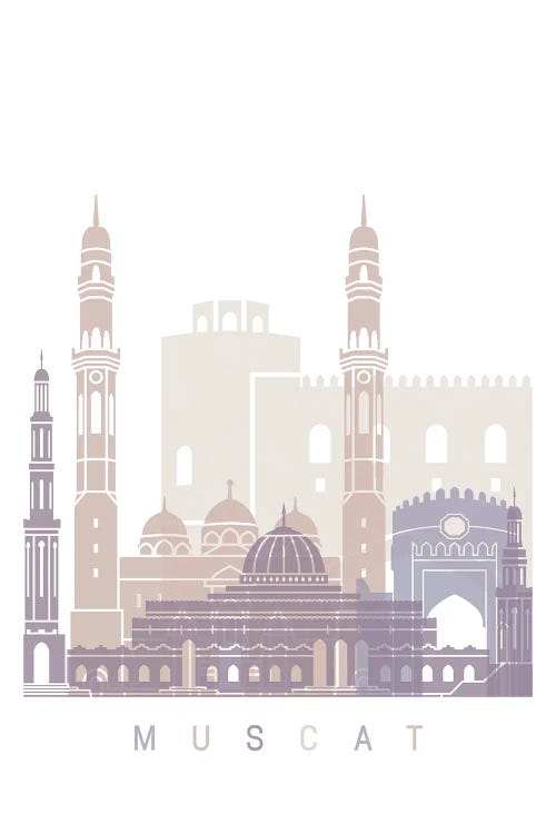 Muscat Skyline Poster Pastel by Paul Rommer wall art