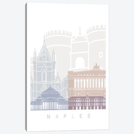 Naples Skyline Poster Pastel Canvas Print #PUR5909} by Paul Rommer Canvas Art