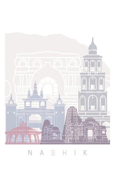 Maharashtra: Nashik Skyline Poster Pastel by Paul Rommer