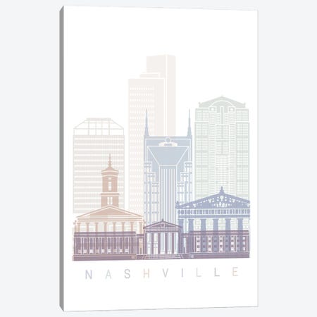 Nashville Skyline Poster Pastel Canvas Print #PUR5911} by Paul Rommer Canvas Print