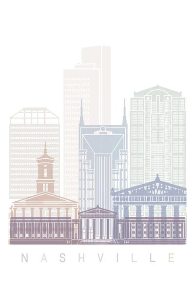 Nashville: Nashville Skyline Poster Pastel by Paul Rommer