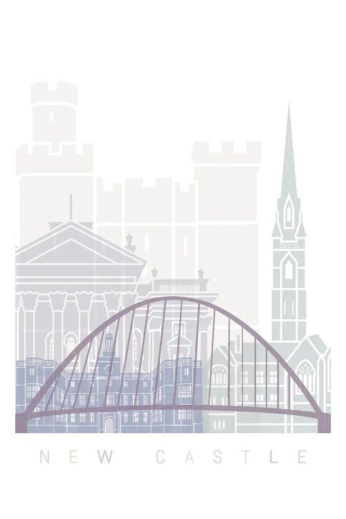 New Castle Skyline Poster Pastel