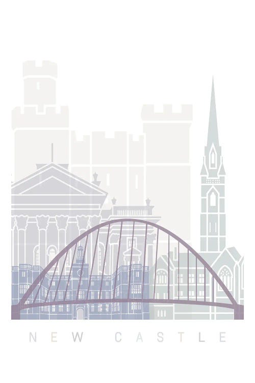 New Castle Skyline Poster Pastel