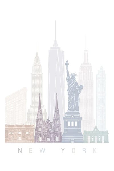 New York Skyline Poster Pastel by Paul Rommer framed wall art