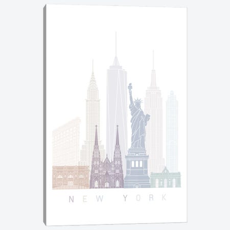 New York Skyline Poster Pastel Canvas Print #PUR5913} by Paul Rommer Art Print