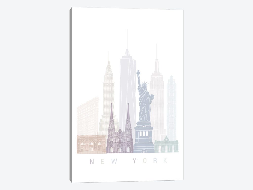 New York Skyline Poster Pastel by Paul Rommer 1-piece Canvas Wall Art