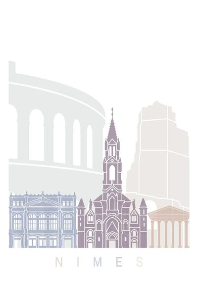 Nimes Skyline Poster Pastel