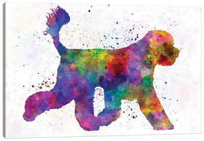Portuguese Water Dog In Watercolor Canvas Art Print - Portuguese Water Dog