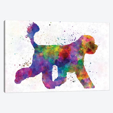 Portuguese Water Dog In Watercolor Canvas Print #PUR591} by Paul Rommer Canvas Wall Art