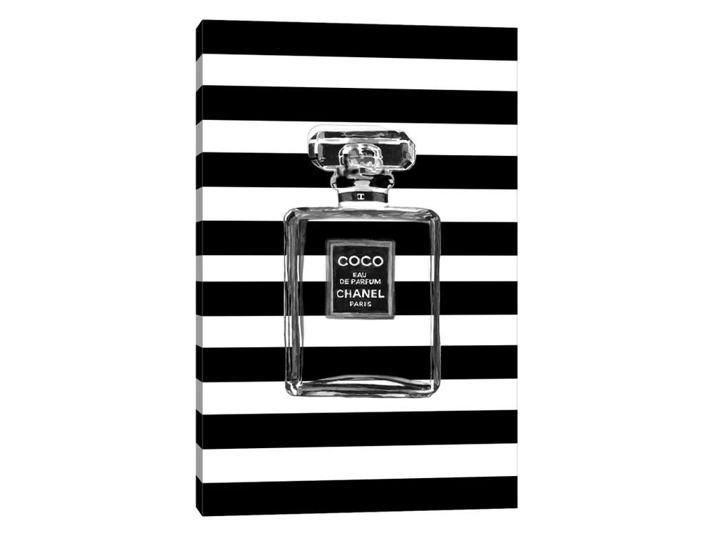 Framed Canvas Art - Coco Chanel V by Paul Rommer ( Fashion > Hair & Beauty > Perfume Bottles art) - 26x18 in