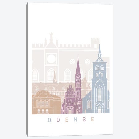 Odense Skyline Poster Pastel Canvas Print #PUR5939} by Paul Rommer Canvas Print