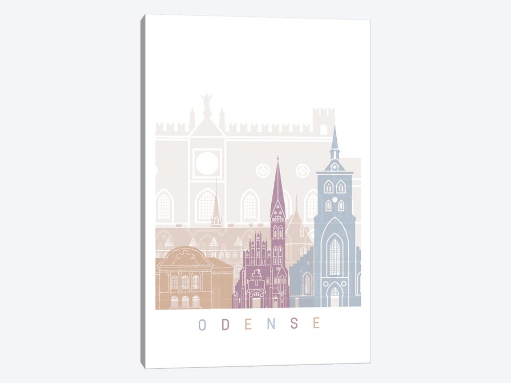 Odense Skyline Poster Pastel by Paul Rommer 1-piece Canvas Artwork