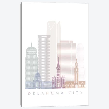 Oklahoma City Skyline Poster Pastel II Canvas Print #PUR5940} by Paul Rommer Canvas Artwork
