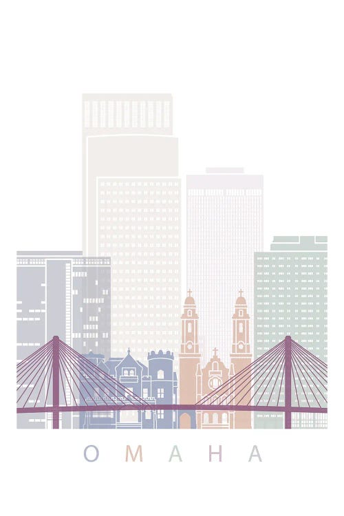 Omaha Skyline Poster Pastel II