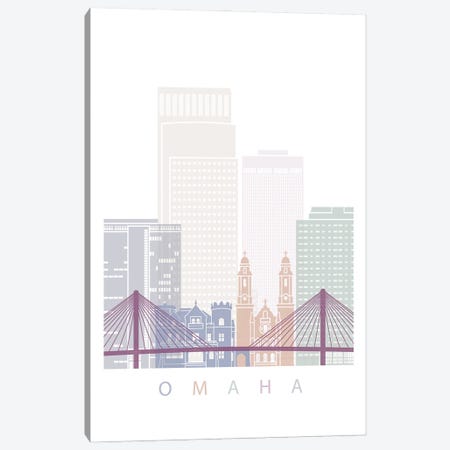Omaha Skyline Poster Pastel II Canvas Print #PUR5941} by Paul Rommer Canvas Art