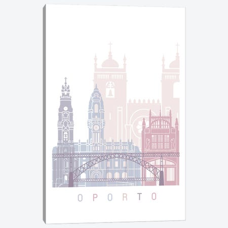 Oporto Skyline Poster Pastel II Canvas Print #PUR5942} by Paul Rommer Canvas Wall Art