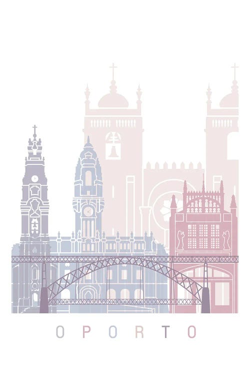 Oporto Skyline Poster Pastel II