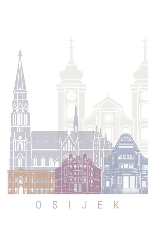 Osijek Skyline Poster Pastel II