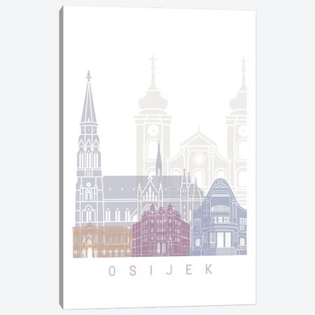 Osijek Skyline Poster Pastel II Canvas Print #PUR5943} by Paul Rommer Canvas Art