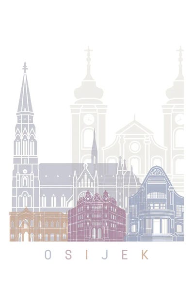 Croatia: Osijek Skyline Poster Pastel II by Paul Rommer