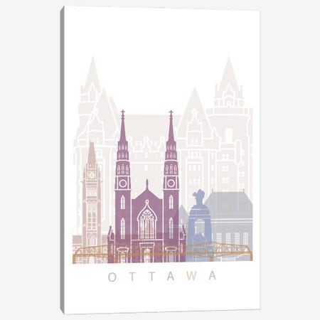 Ottawa Skyline Poster Pastel Canvas Print #PUR5946} by Paul Rommer Canvas Art Print