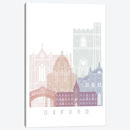 Oxford Skyline Poster Pastel Canvas Print #PUR5947} by Paul Rommer Canvas Art Print