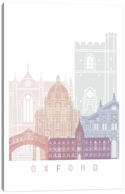 Oxford Skyline Poster Pastel Canvas Art Print