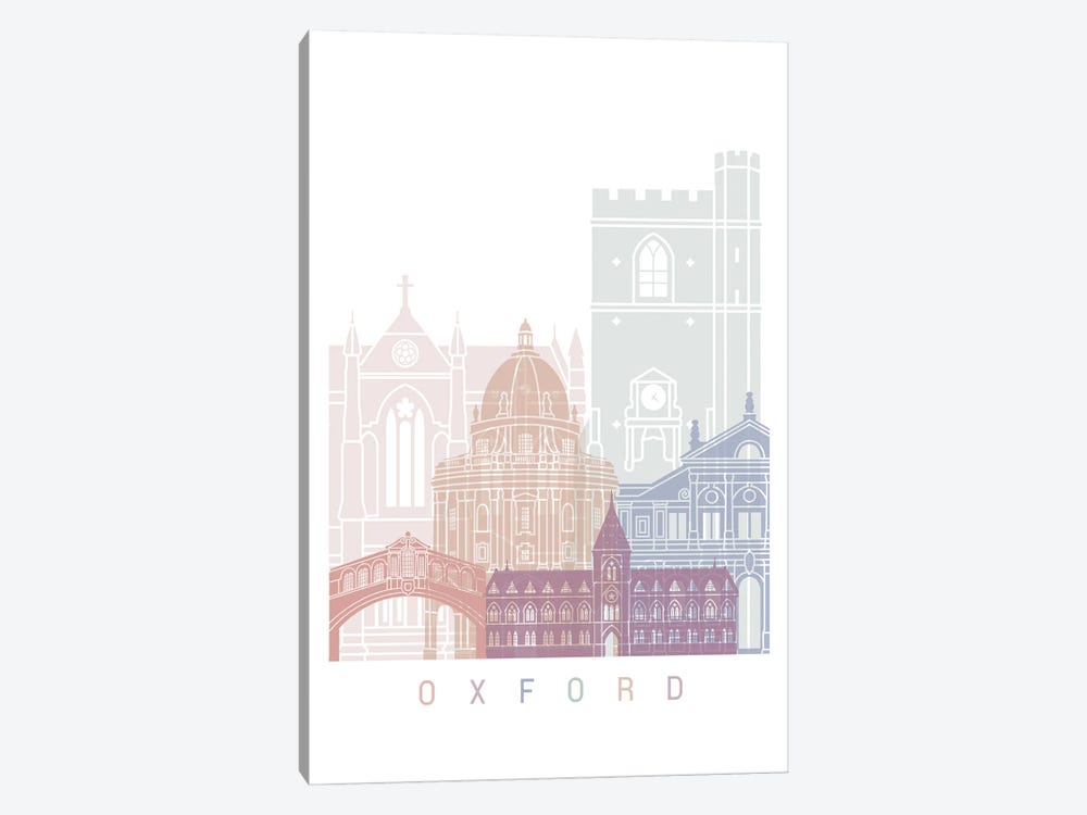 Oxford Skyline Poster Pastel by Paul Rommer 1-piece Canvas Art Print