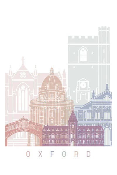 Oxford: Oxford Skyline Poster Pastel by Paul Rommer