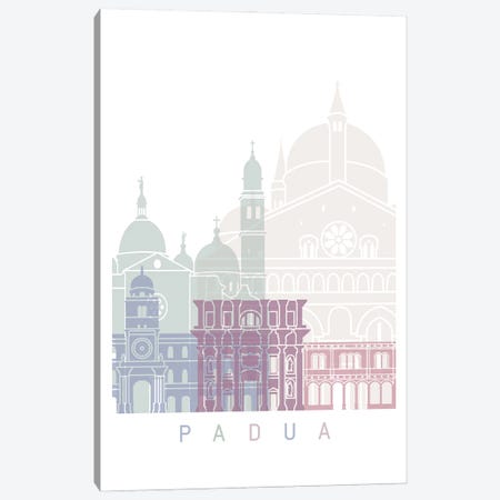 Padua Skyline Poster Pastel Canvas Print #PUR5948} by Paul Rommer Canvas Artwork