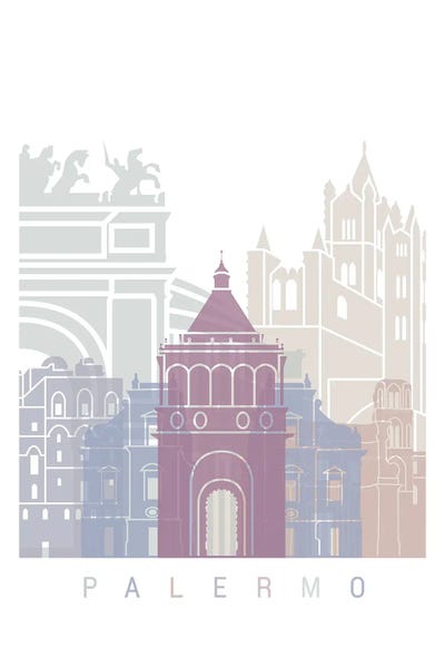 Sicily: Palermo Skyline Poster Pastel by Paul Rommer