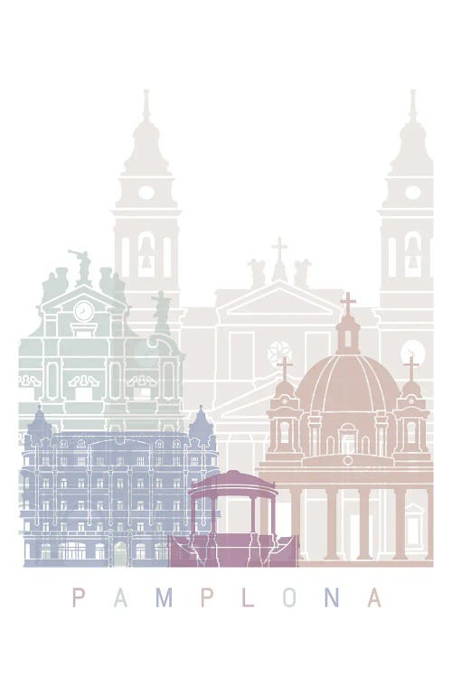 Pamplona Skyline Poster Pastel