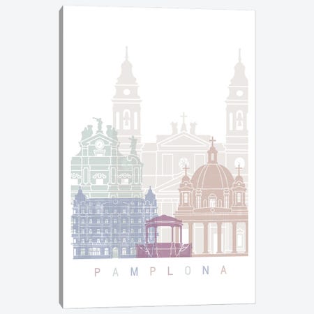 Pamplona Skyline Poster Pastel Canvas Print #PUR5950} by Paul Rommer Art Print