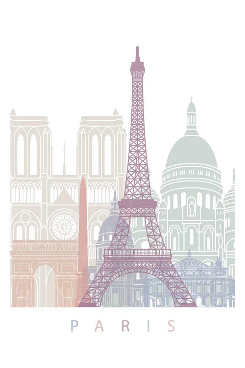 Paris Skyline Poster Pastel