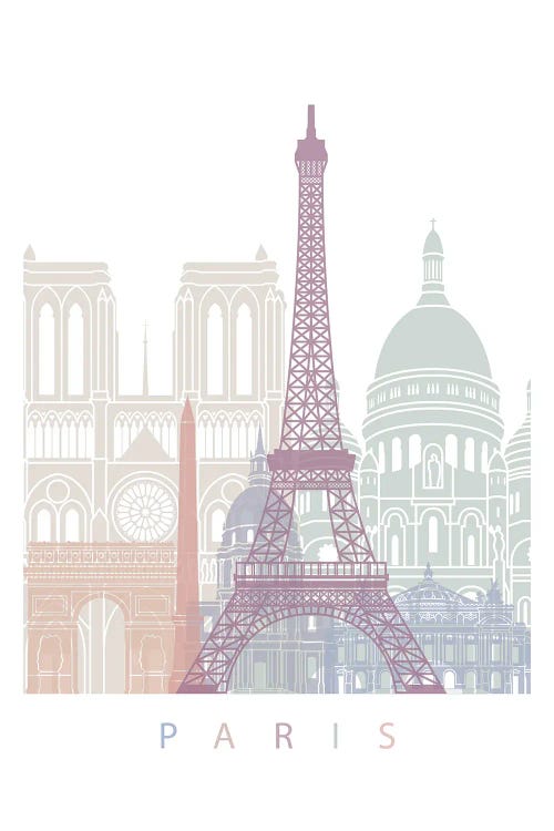 Paris Skyline Poster Pastel by Paul Rommer wall art