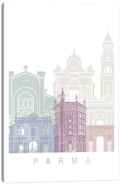 Parma Skyline Poster Pastel Canvas Art Print