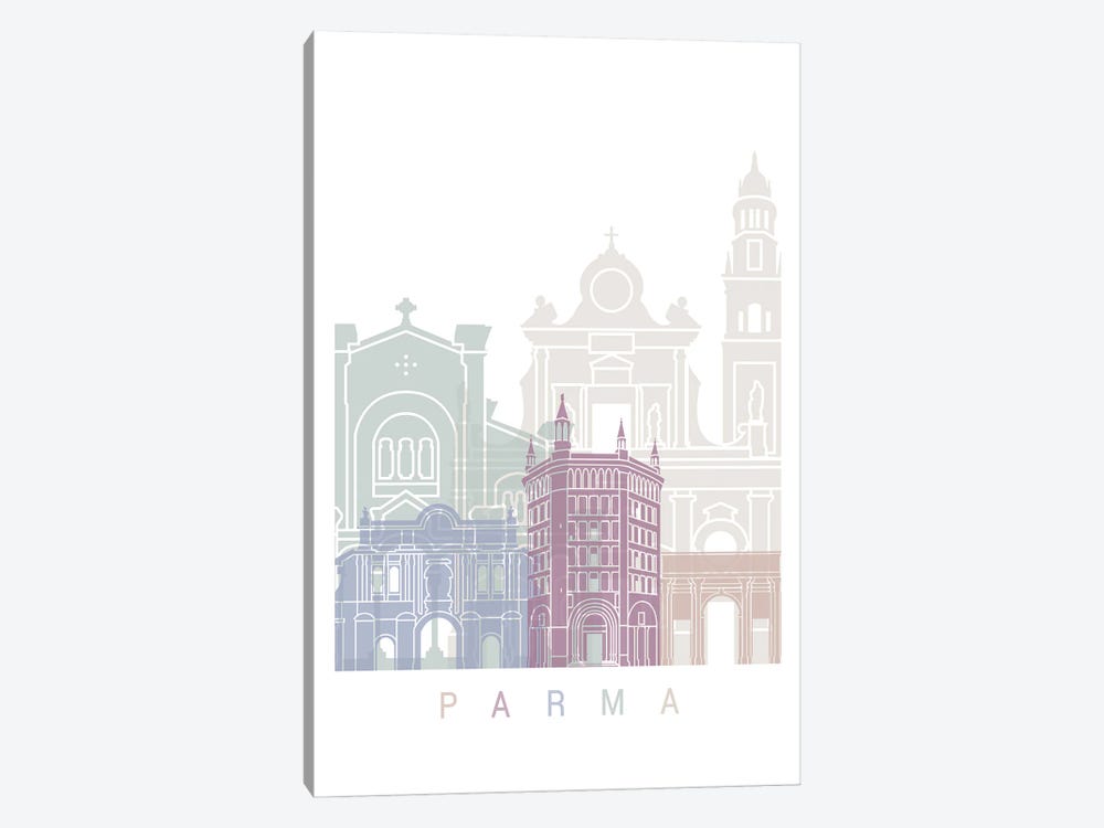 Parma Skyline Poster Pastel by Paul Rommer 1-piece Canvas Art Print
