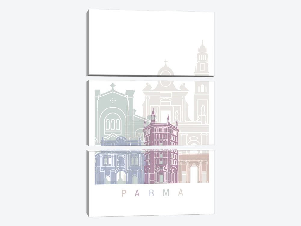 Parma Skyline Poster Pastel by Paul Rommer 3-piece Canvas Print