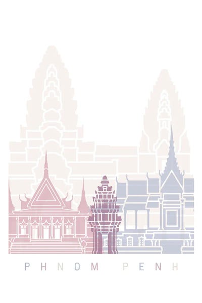 Cambodia: Phnom Penh Skyline Poster Pastel by Paul Rommer