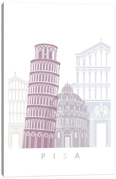 Pisa Skyline Poster Pastel Canvas Art Print - Pisa