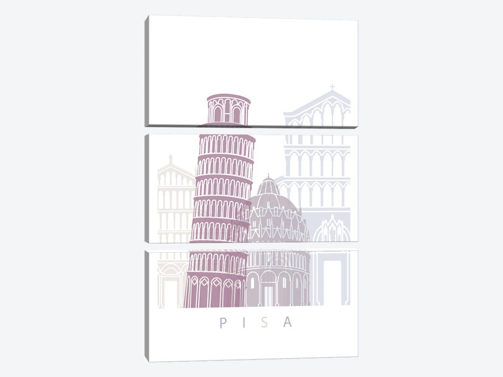 Pisa Skyline Poster Pastel by Paul Rommer 3-piece Art Print