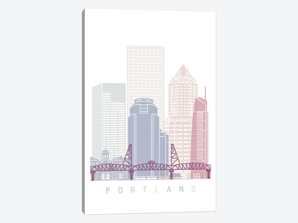 Portland Skyline Poster Pastel by Paul Rommer 1-piece Art Print
