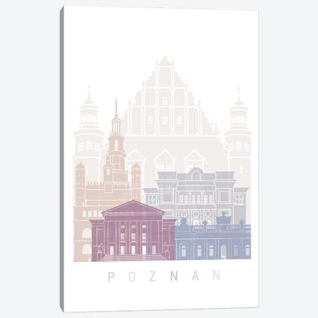 Poznan Skyline Poster Pastel Canvas Print #PUR5962} by Paul Rommer Canvas Wall Art