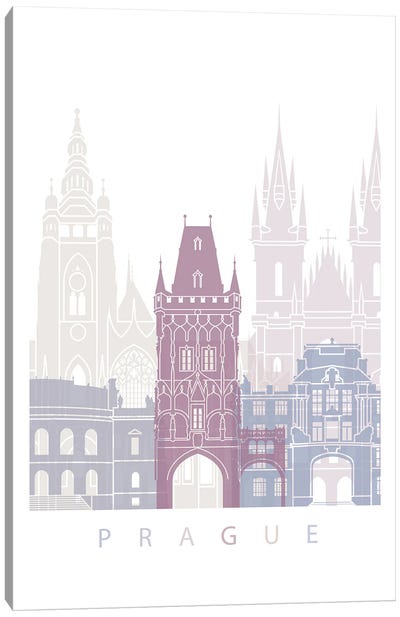 Prague Skyline Poster Pastel Canvas Art Print - Prague Art
