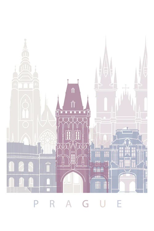 Prague Skyline Poster Pastel