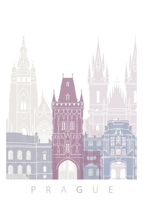 Prague Skyline Poster Pastel