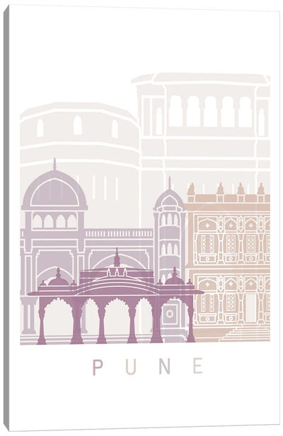 Pune Skyline Poster Pastel Canvas Art Print - India Art
