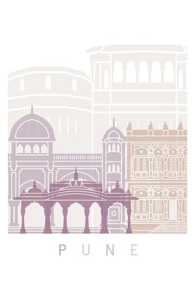 India: Pune Skyline Poster Pastel by Paul Rommer